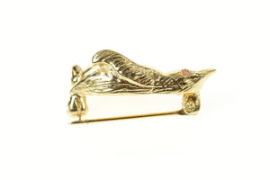 14K 3D Penguin Arctic Bird Animal Wildlife Pin/Brooch Yellow Gold