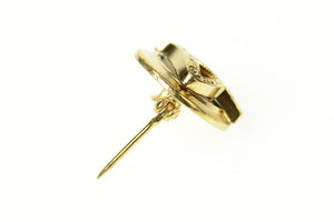 10K Ornate A Monogram Round Black Onyx Lapel Pin/Brooch Yellow Gold