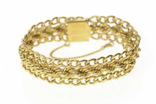 Gold Filled 16.0mm Thick Retro Curb Rope Chain Charm Bracelet 6.75'
