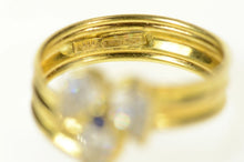 Load image into Gallery viewer, 18K Pear Cluster Sapphire Accent Floral CZ Bypass Ring Size 6 Yellow Gold