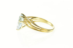 14K Diamond Shaped Blue Topaz Diamond Accent Ring Size 8.75 Yellow Gold