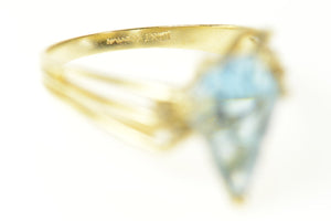 14K Diamond Shaped Blue Topaz Diamond Accent Ring Size 8.75 Yellow Gold