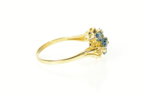 14K Marquise Blue Topaz Diamond Accent Bypass Ring Size 9.25 Yellow Gold