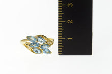 Load image into Gallery viewer, 14K Marquise Blue Topaz Diamond Accent Bypass Ring Size 9.25 Yellow Gold