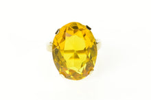 Load image into Gallery viewer, 10K Oval Citrine Cocktail Statement Retro Ring Size 6.25 Yellow Gold