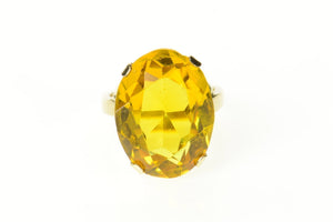 10K Oval Citrine Cocktail Statement Retro Ring Size 6.25 Yellow Gold