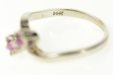 Load image into Gallery viewer, 14K Retro 1960&#39;s Syn. Ruby Bypass Statement Ring Size 8.25 White Gold