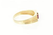 Load image into Gallery viewer, 10K Squared Men&#39;s Syn. Ruby Diamond Grooved Ring Size 11.75 Yellow Gold