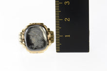 Load image into Gallery viewer, 10K Carved Hematite Intaglio Soldier Men&#39;s Ring Size 9 Yellow Gold