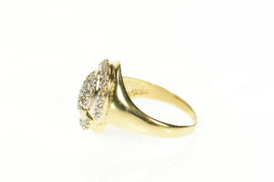 14K Pave Diamond Swirl Oval Statement Ring Size 6.5 Yellow Gold