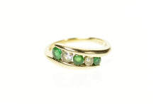 Load image into Gallery viewer, 14K Graduated Emerald CZ Bypass Statement Ring Size 8 Yellow Gold
