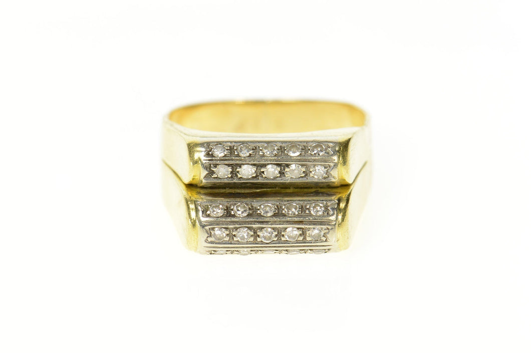 14K Rounded Tiered Pave Bar Diamond Squared Ring Size 8.25 Yellow Gold