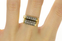 Load image into Gallery viewer, 14K Rounded Tiered Pave Bar Diamond Squared Ring Size 8.25 Yellow Gold