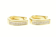 Load image into Gallery viewer, 14K 1.20 Ctw Princess Diamond Oval Hoop Earrings Yellow Gold