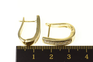 14K 1.20 Ctw Princess Diamond Oval Hoop Earrings Yellow Gold
