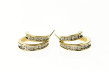 Load image into Gallery viewer, 10K Layered Look Diamond Oval Semi Hoop Earrings Yellow Gold