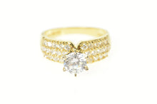 Load image into Gallery viewer, 14K Pave Cubic Zirconia Travel Engagement Ring Size 7 Yellow Gold