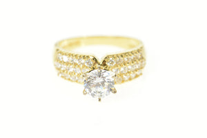 14K Pave Cubic Zirconia Travel Engagement Ring Size 7 Yellow Gold