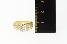 Load image into Gallery viewer, 14K Pave Cubic Zirconia Travel Engagement Ring Size 7 Yellow Gold