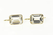Load image into Gallery viewer, 14K Emerald CZ Solitaire Dangle Statement Earrings Yellow Gold
