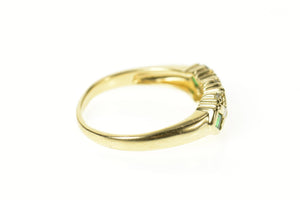 14K Princess Emerald Diamond Statement Band Ring Size 9.75 Yellow Gold