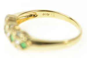 14K Princess Emerald Diamond Statement Band Ring Size 9.75 Yellow Gold