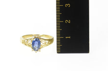 Load image into Gallery viewer, 14K 1.07 Ctw Natural Sapphire Diamond Filigree Ring Size 8.5 Yellow Gold