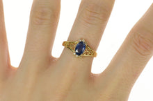 Load image into Gallery viewer, 14K 1.07 Ctw Natural Sapphire Diamond Filigree Ring Size 8.5 Yellow Gold