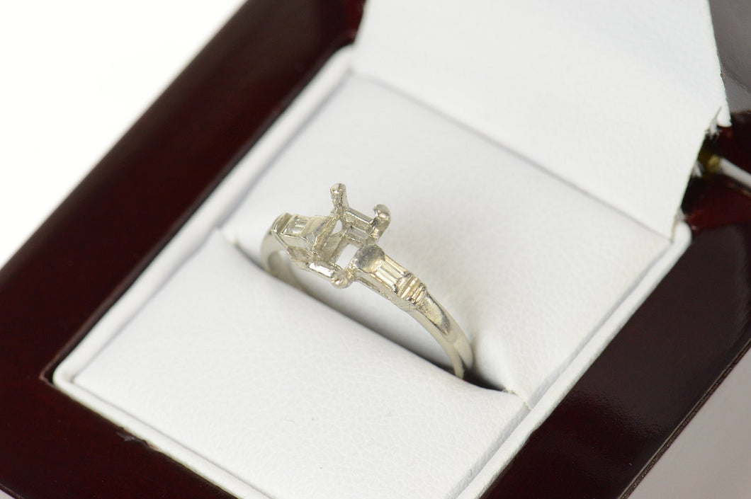 Platinum Emerald Diamond Accent Engagement Setting Ring Size 6.5