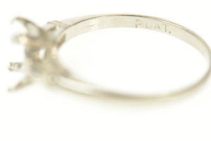 Platinum Emerald Diamond Accent Engagement Setting Ring Size 6.5