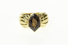 Load image into Gallery viewer, 14K Smoky Quartz Ornate Solitaire Statement Ring Size 9.25 Yellow Gold