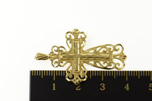 Load image into Gallery viewer, 14K Ornate Scroll Cross Christian Faith Filigree Pendant Yellow Gold