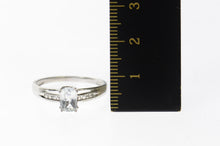 Load image into Gallery viewer, 10K Facected Cushion CZ Diamond Accent Ring Size 9.5 White Gold