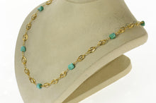 Load image into Gallery viewer, 18K Retro Turquoise Twist Link Statement Chain Necklace 22.25&quot; Yellow Gold