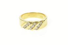 Load image into Gallery viewer, 14K Classic Diamond Striped Statement Band Ring Size 8.25 Yellow Gold
