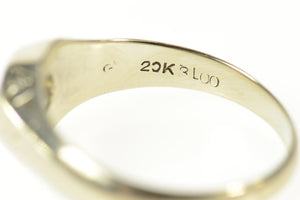 20K Art Deco Men's 4.8mm Ornate Setting Ring Size 10 White Gold
