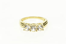 Load image into Gallery viewer, 10K Three Stone Classic Travel Engagement Ring Size 8 Yellow Gold