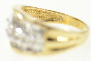 10K Graduated Tiered Row CZ Statement Band Ring Size 9 Yellow Gold
