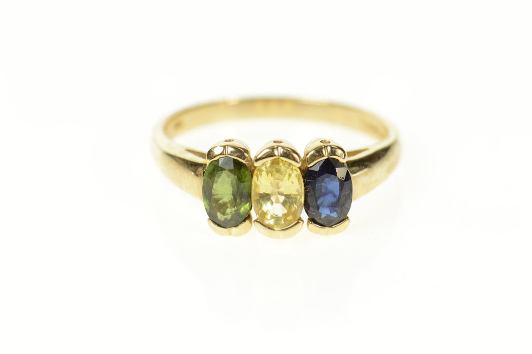 10K 1.48 Ctw Yellow Blue & Green Sapphire Ring Size 8.25 Yellow Gold