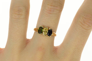 10K 1.48 Ctw Yellow Blue & Green Sapphire Ring Size 8.25 Yellow Gold