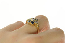 Load image into Gallery viewer, 14K 0.97 Ctw 1940&#39;s Diamond Sapphire Cocktail Ring Size 6 Yellow Gold