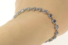 Load image into Gallery viewer, 14K Trillion Syn. Tanzanite Statement Tennis Bracelet 7.25&quot; White Gold