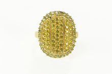 Load image into Gallery viewer, 14K Oval Pave Citrine Prasiolite Halo Statement Ring Size 9.25 Yellow Gold