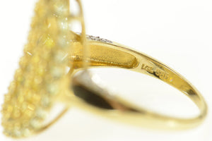 14K Oval Pave Citrine Prasiolite Halo Statement Ring Size 9.25 Yellow Gold