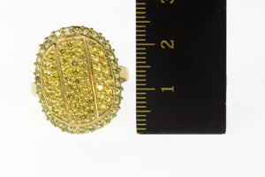 14K Oval Pave Citrine Prasiolite Halo Statement Ring Size 9.25 Yellow Gold