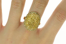 Load image into Gallery viewer, 14K Oval Pave Citrine Prasiolite Halo Statement Ring Size 9.25 Yellow Gold