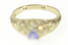 Load image into Gallery viewer, 10K Tanzanite Art Deco Ornate Filigree Statement Ring Size 6 White Gold