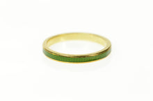 Load image into Gallery viewer, 14K 2.5mm Green Enamel Stackable Band Ring Size 6.5 Yellow Gold