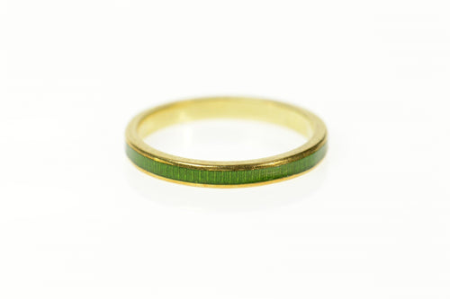 14K 2.5mm Green Enamel Stackable Band Ring Size 6.5 Yellow Gold