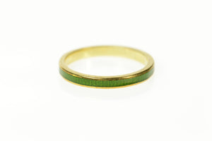 14K 2.5mm Green Enamel Stackable Band Ring Size 6.5 Yellow Gold